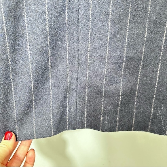 Mango Women's Navy Pinstripe Wool Blend Longline Coat Blogger Favorite Size S - Picture 7 of 9